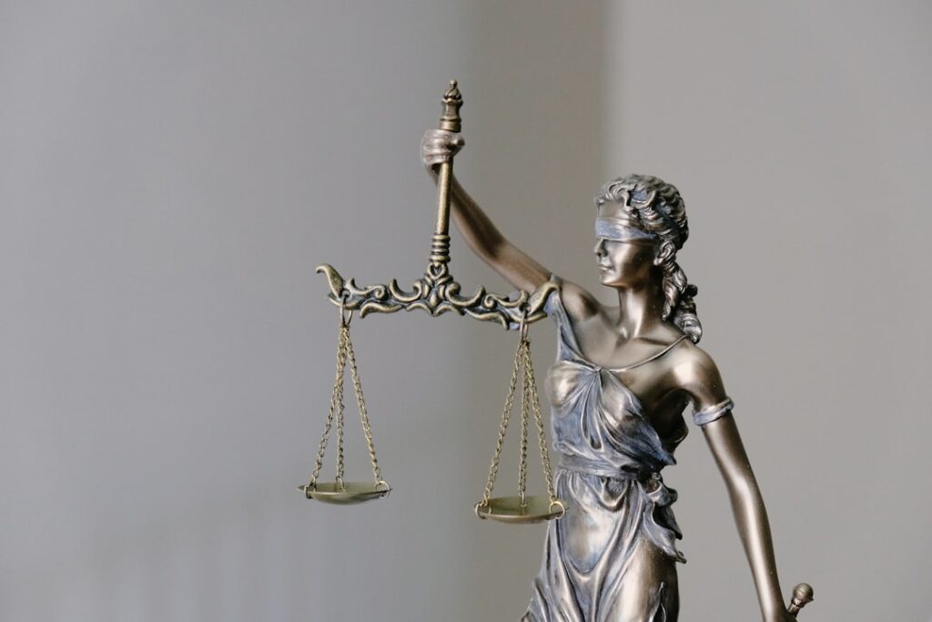 A statue of Lady Justice with scales — illustrating a Singapore sentencing-framework case study